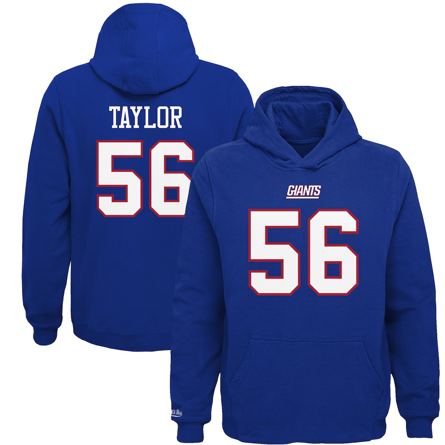 Men 2025 New York Giants 56 Taylor blue Hoodie 0819